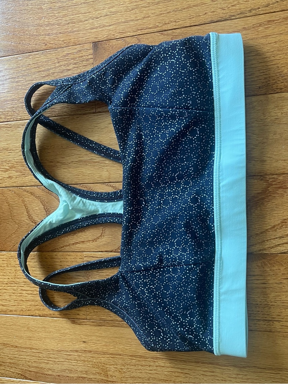 lululemon athletica Black Speckled & Light Blue Band Sports Bra